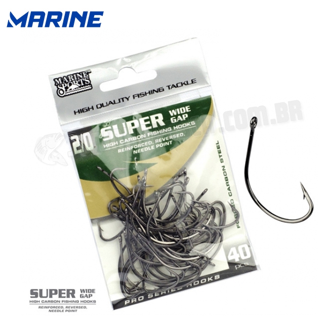Anzol Marine Wide Gap Super Preto (Cartela c/ 40 unidades)