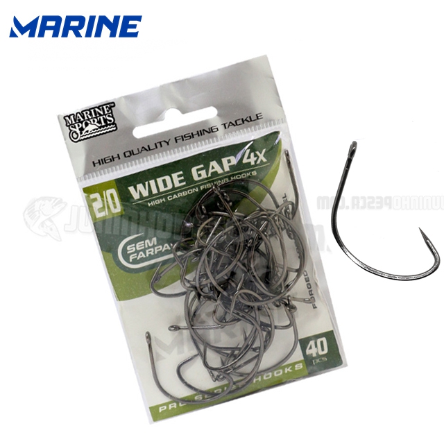 Anzol Marine Wide Gap 4x Sem Farpa Preto - Tam. 2/0 (Cartela)