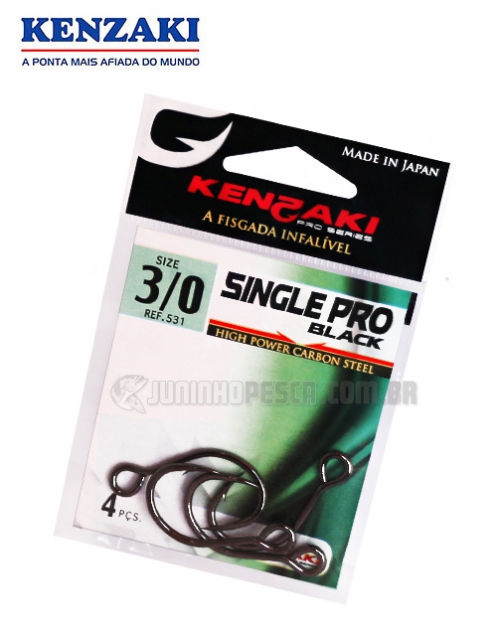 Anzol Kenzaki Single Pro Black 531 (Olho Invertido/Olho Grande/Largo)