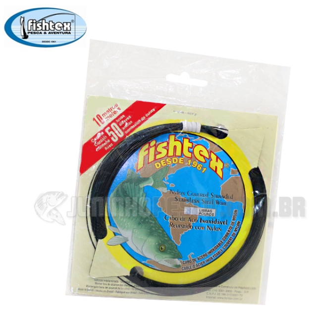 Cabo de A�o Fishtex Flex�vel Inoxid�vel Revestido c/ Nylon Preto