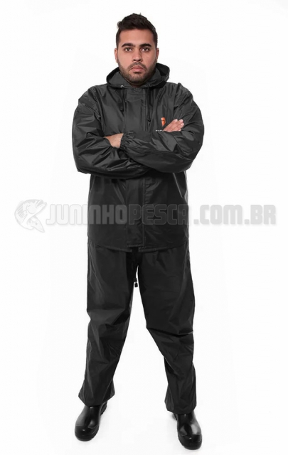 Conjunto Pioneira Pescador de Nylon Preto (Capa de Chuva)