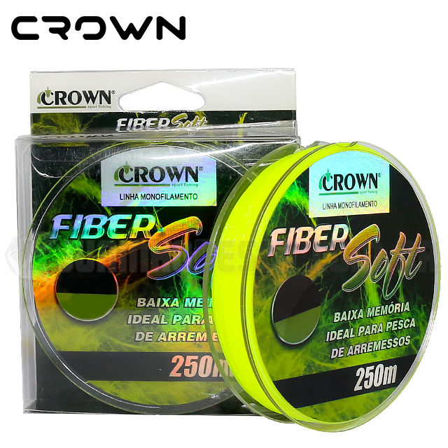 Linha Crown Monofilamento Fiber Soft Yellow c/ 250m