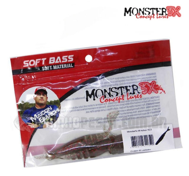 Isca Artificial Monster 3X M-Action Soft Bait 10,5cm (3 unidades)